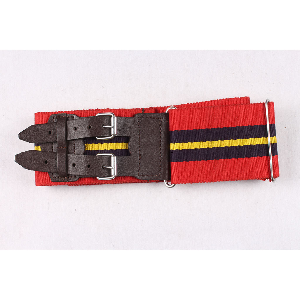 Military Style Double Buckle Striped Woven Stable Belt for Ceremonial Uniforms